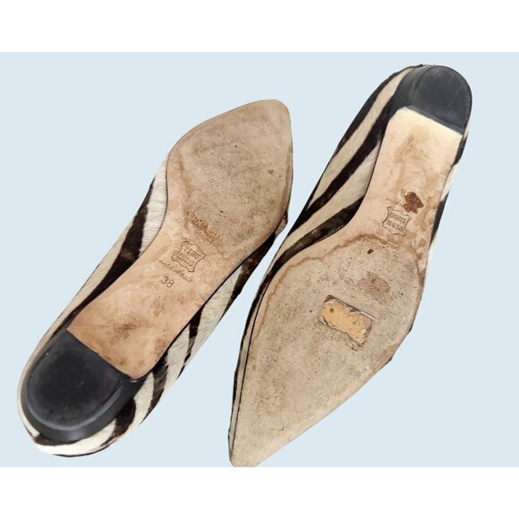 JIMMY CHOO Zebra Print Pony Hair Pointed Toe Flats Size 38 / 8 - Picture 8 of 8
